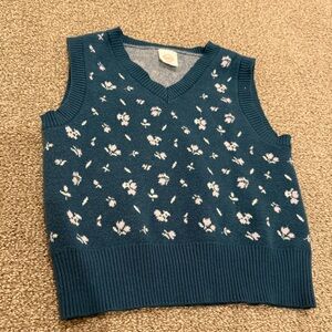 Teal Floral Sweater Vest